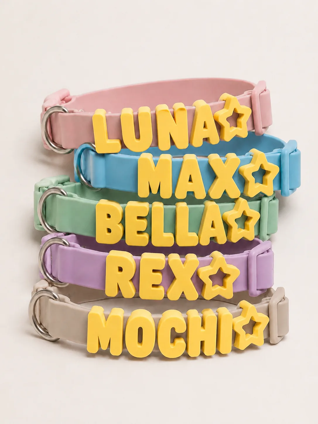 Waterproof Collar+Leash set with Name Charms